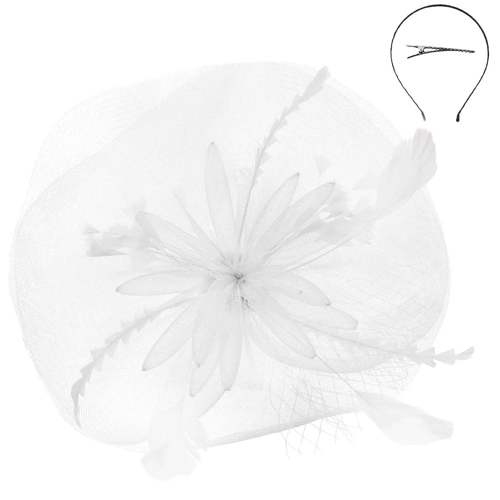 Floral Feather Mesh Fascinator