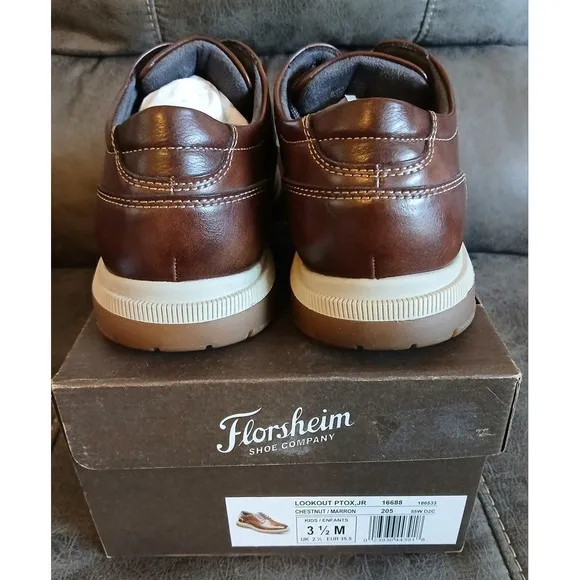 Florsheim Boy's Lookout Plain Toe Ox Jr Oxford Chestnut Style16688 Size 2.5 #781