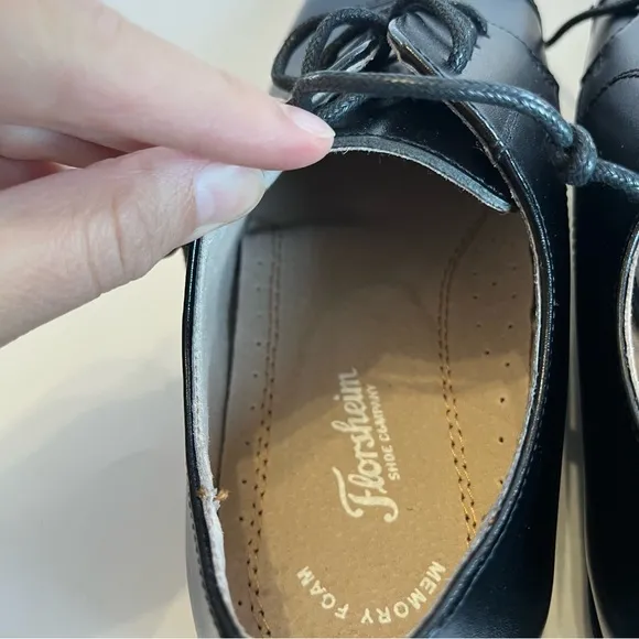 Florsheim Kids Youth 6 Black Reveal Oxford Dress Shoe Leather Cushioned Cap Toe
