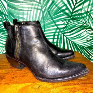 Frye Addie Silver Metallic Leather Double Zip Ankle Boots Women’s 7 B 347030