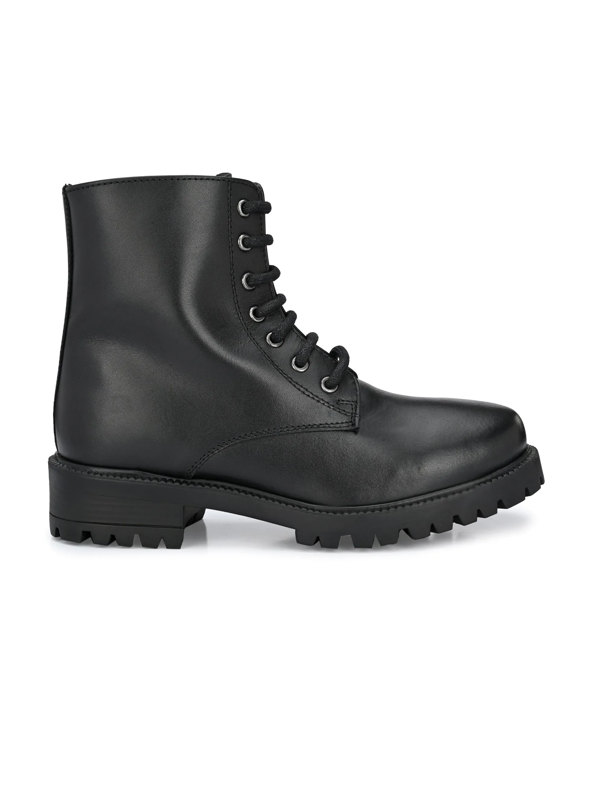 Genuine Leather Lace-Ups with Zip High Ankle Boots