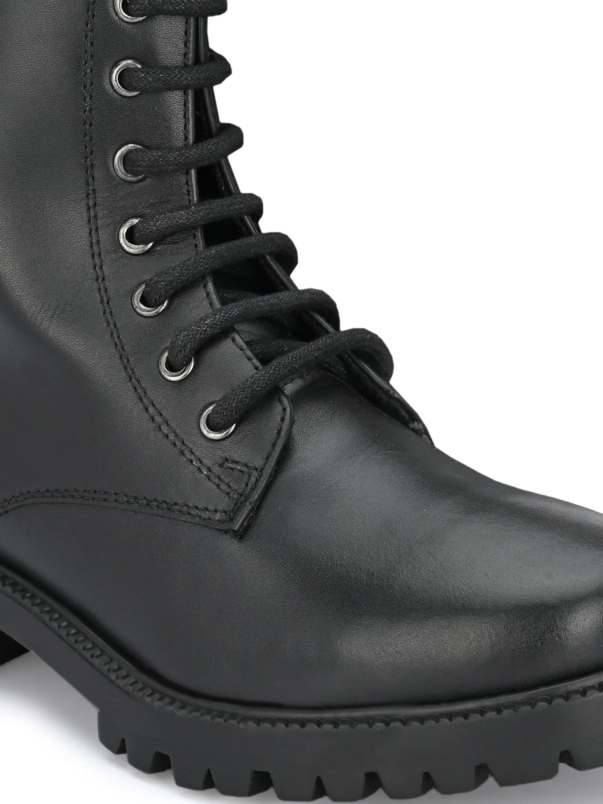 Genuine Leather Lace-Ups with Zip High Ankle Boots