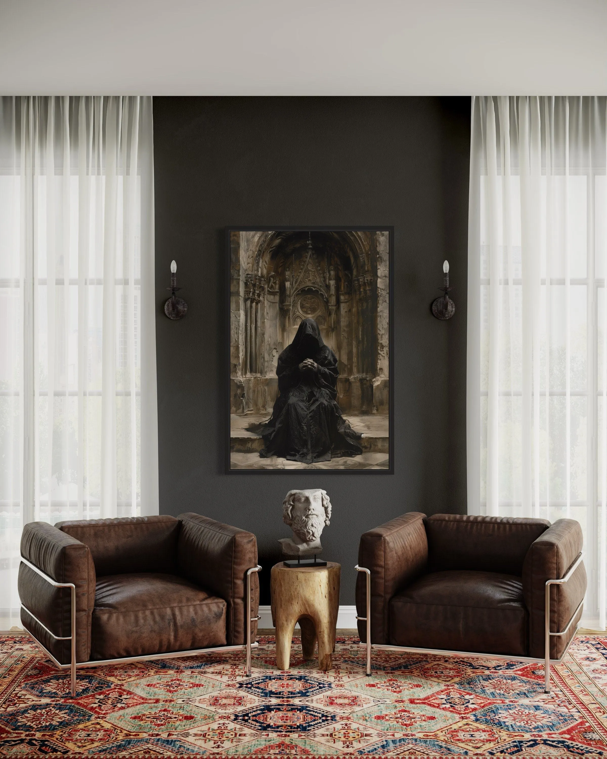 Gothic Medieval Hooded Monk Renaissance Priest Praying Halloween Wall Art