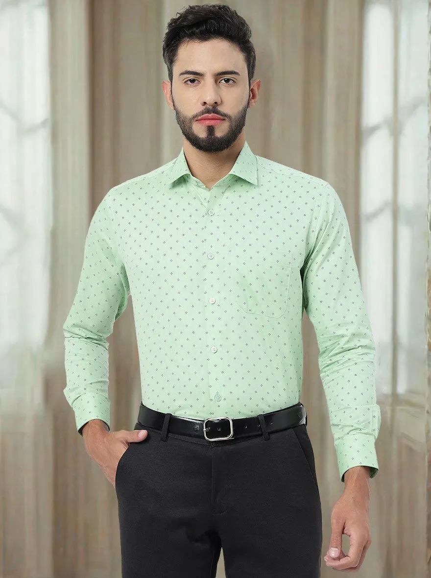 Green Printed Slim Fit Formal Shirt | Greenfibre