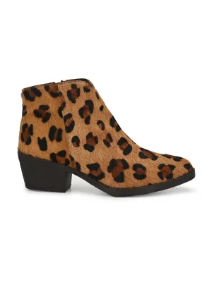 HAIR ON LEATHER ZIP ANKLE BOOT