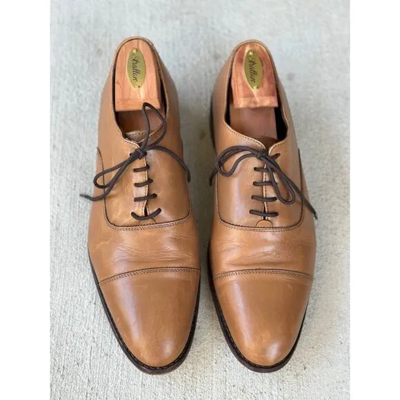 Handmade Anthony Veer Men's 10.5 Clinton Cap-Toe Oxford 100% Leather Dress Shoes