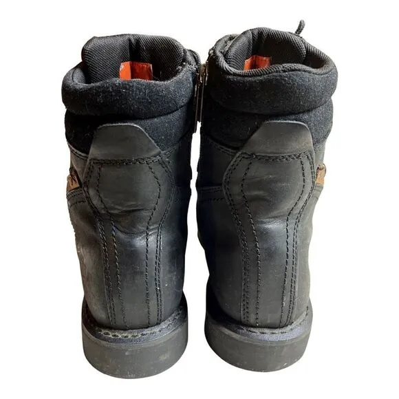HARLEY DAVIDSON BLACK LEATHER‎ BOOTS #D94284 DARNEL ZIPPER &amp; LACE 8 M