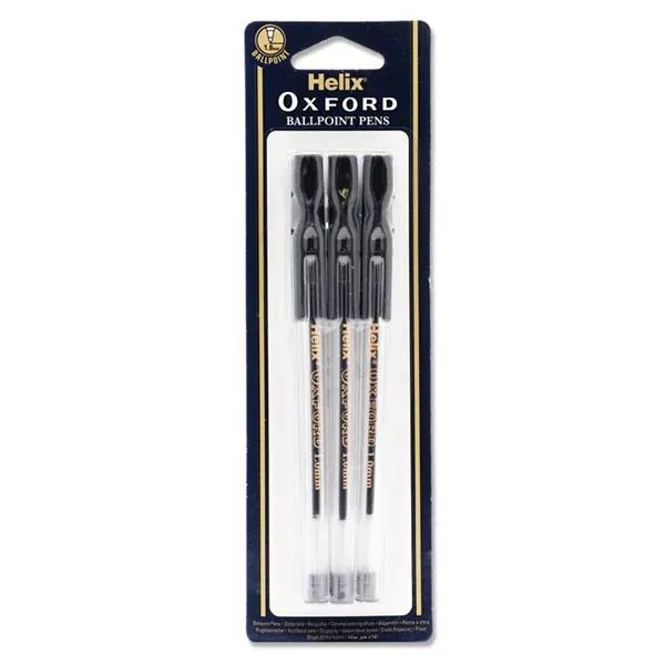 Helix Oxford - 6 Stick Ballpoint Pens - Black