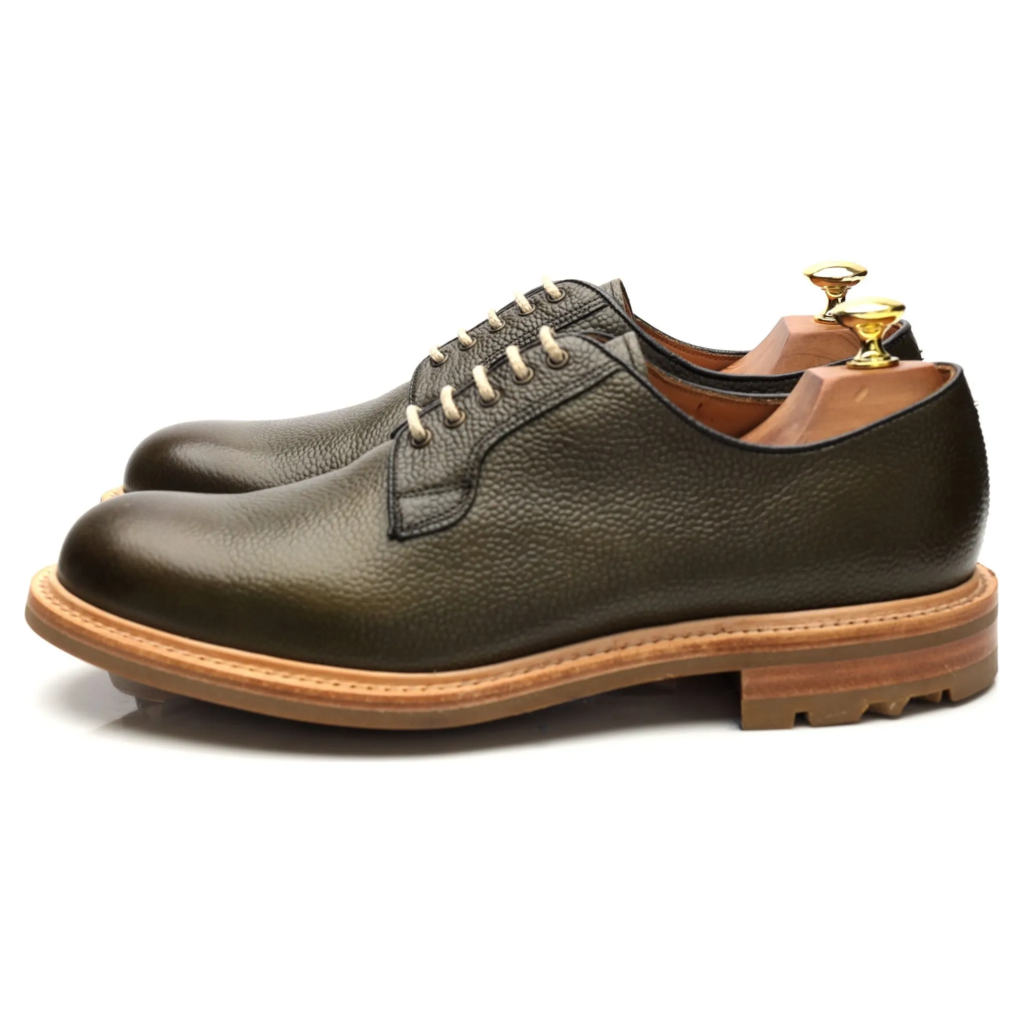 Herring 'Furson' Green Olive Grain Leather Derby UK 8.5 F