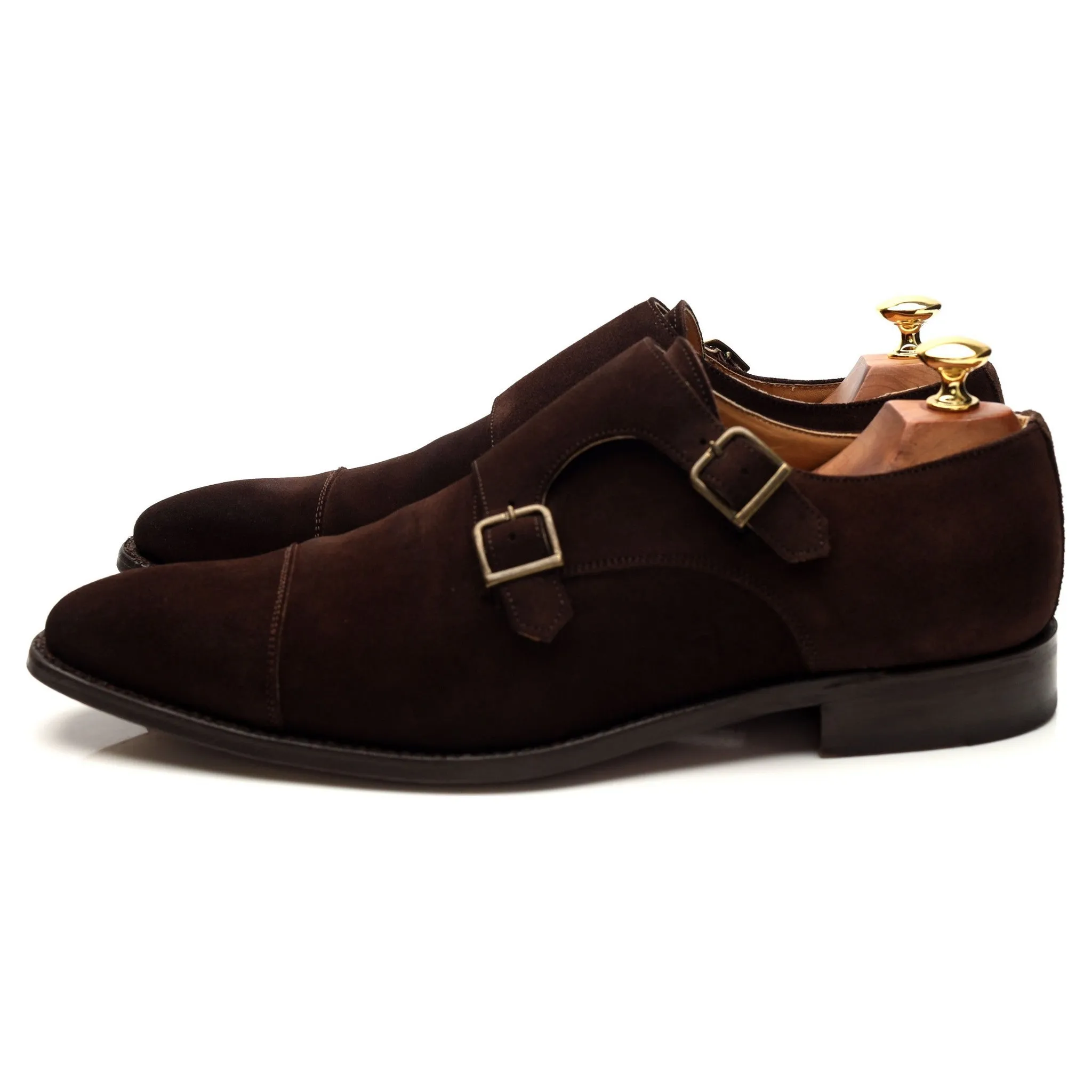 Herring 'Shakespeare II' Dark Brown Suede Double Monk Strap UK 9.5 F