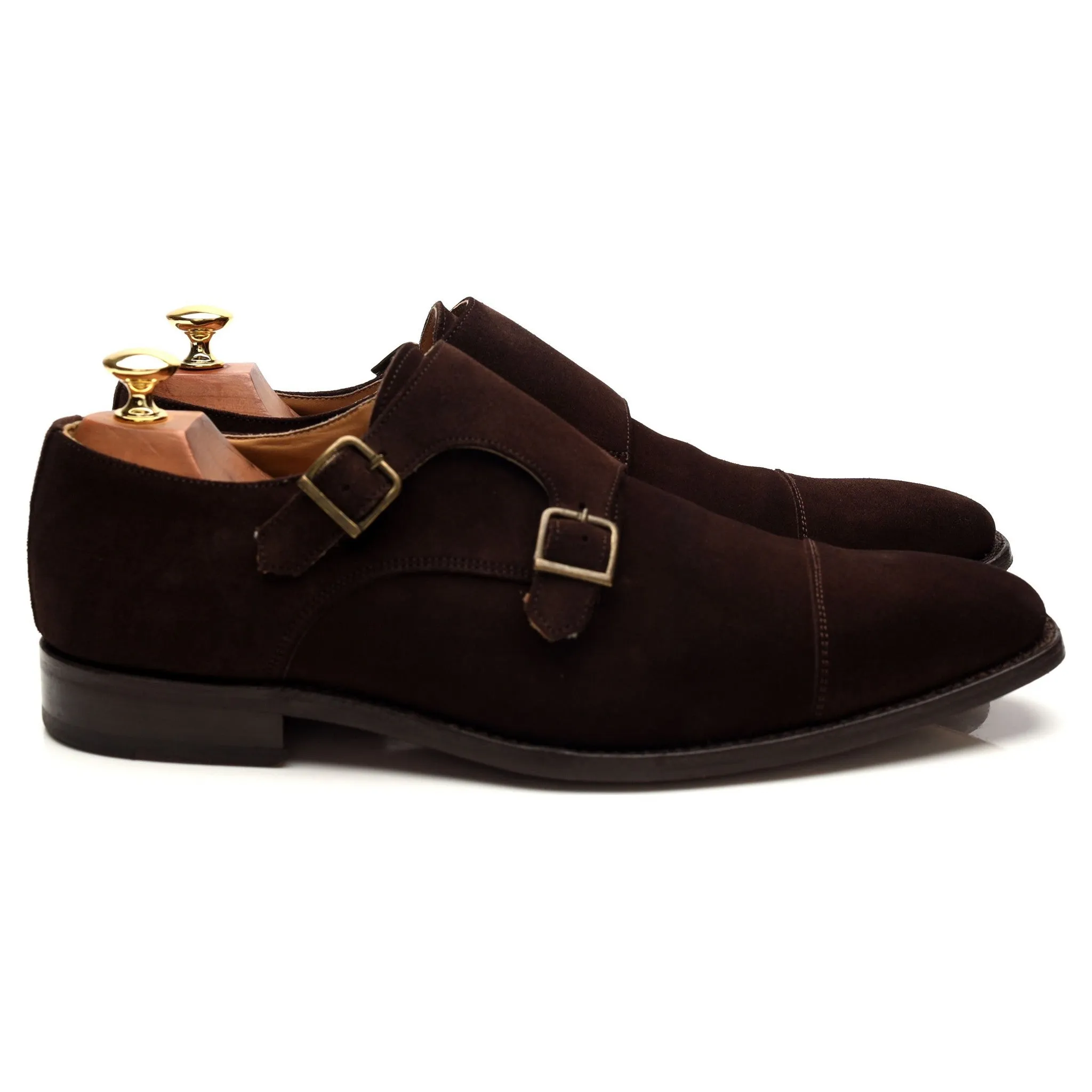 Herring 'Shakespeare II' Dark Brown Suede Double Monk Strap UK 9.5 F