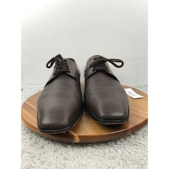 Hugo Boss Brown Leather Plain Toe Business Casual Oxford Derby Dress Shoe Men 12