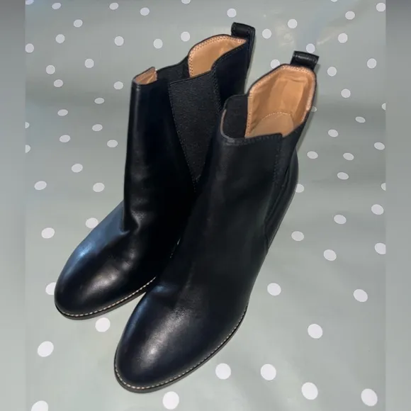 J. Crew Factory Rory leather heeled boots AR846 Black 9.5