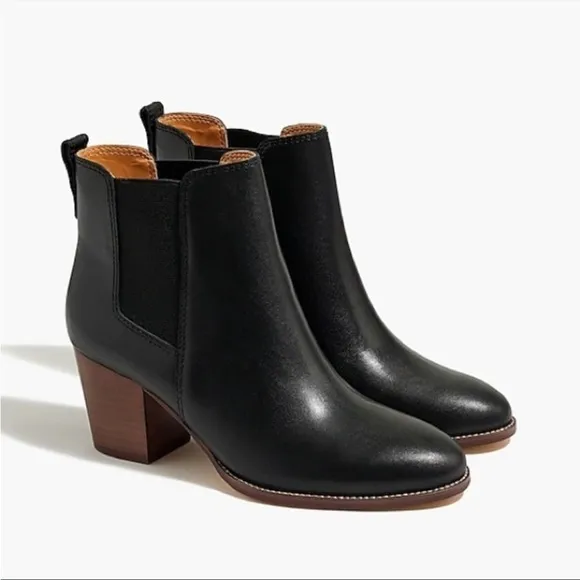 J. Crew Factory Rory leather heeled boots AR846 Black 9.5