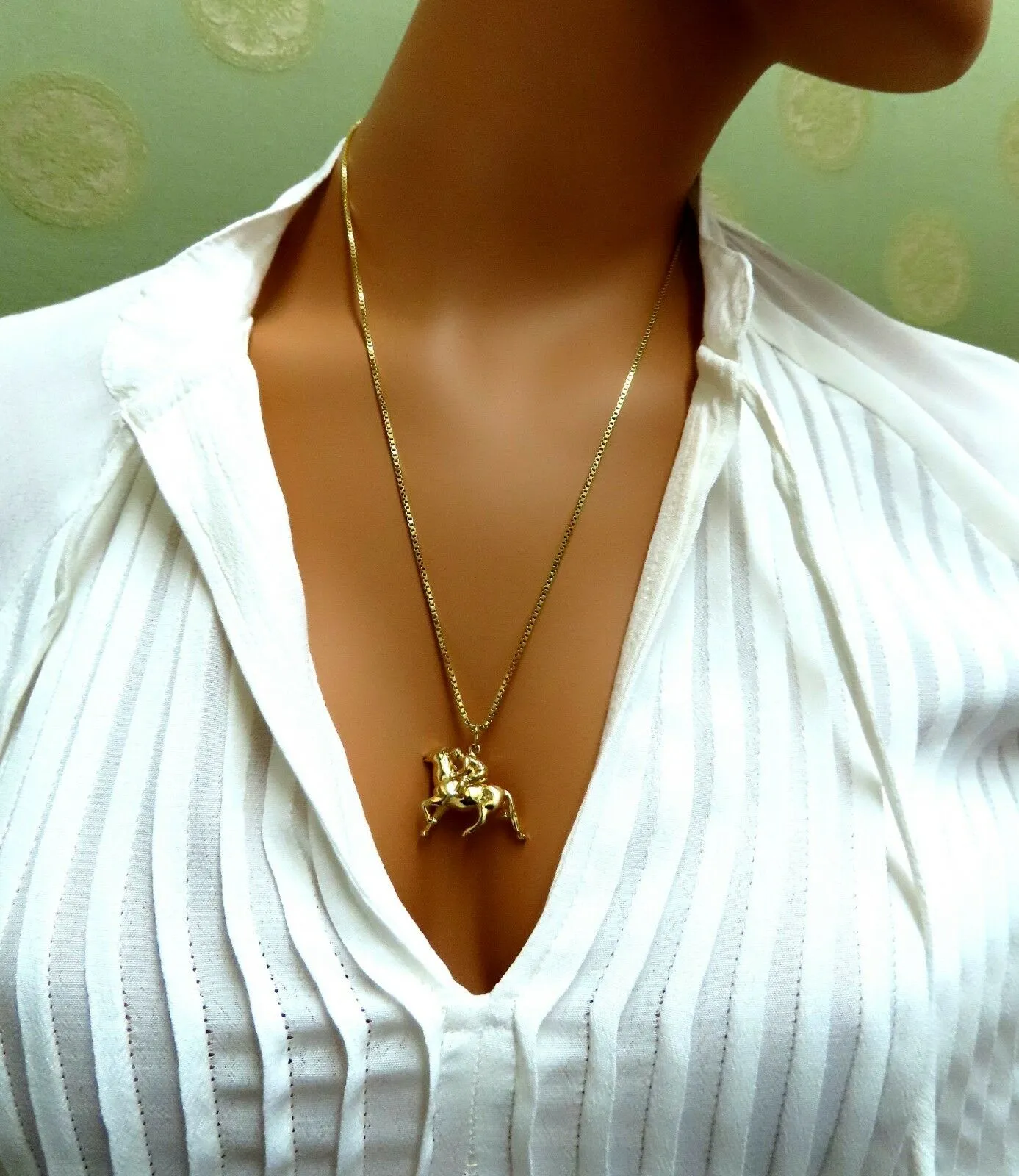 Jockey High Speed Derby Racer Necklace 14 Karat