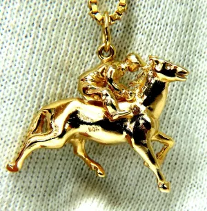 Jockey High Speed Derby Racer Necklace 14 Karat