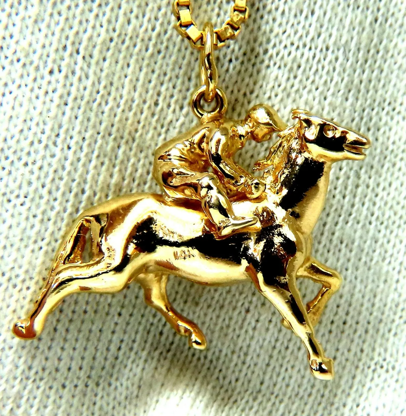 Jockey High Speed Derby Racer Necklace 14 Karat
