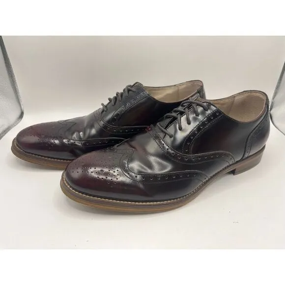 JOHNSTON &amp; MURPHY Men's Wingtip Oxford Dress Shoes Size 8M Burgundy MSRP $155