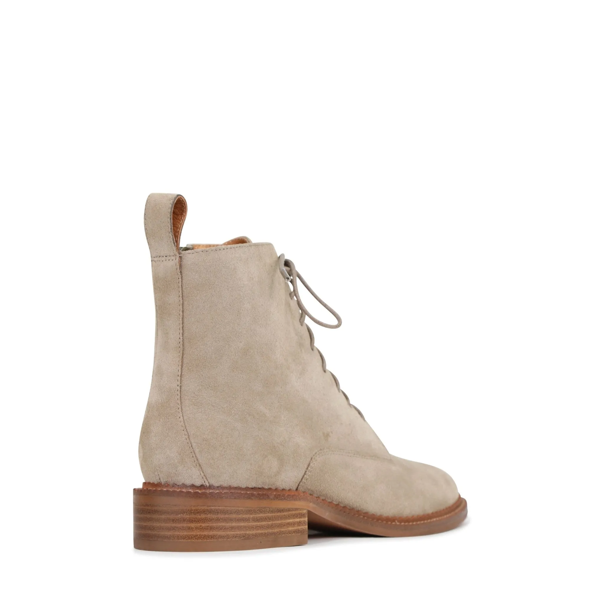 KARMA LEATHER SUEDE LACE-UP ANKLE BOOTS