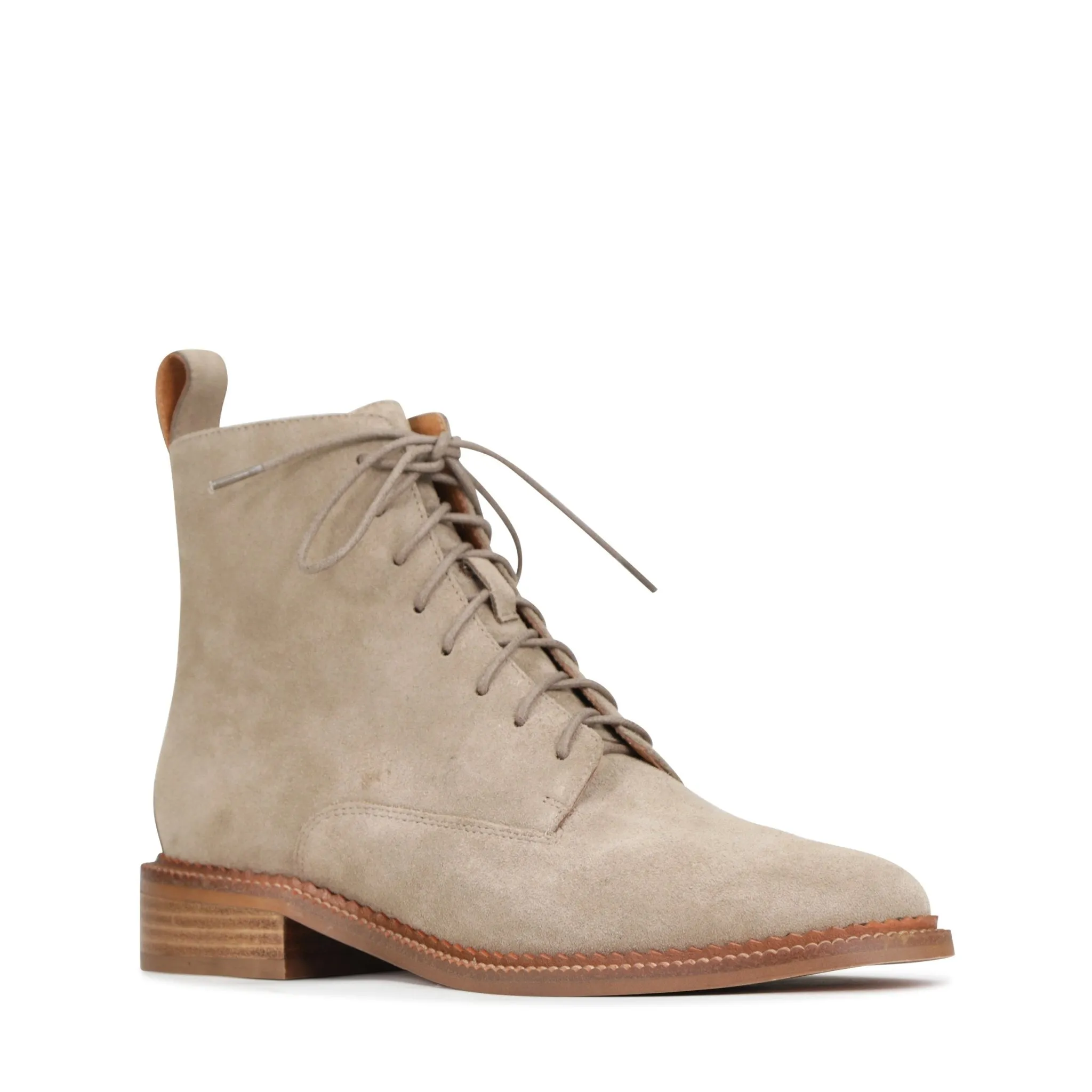 KARMA LEATHER SUEDE LACE-UP ANKLE BOOTS