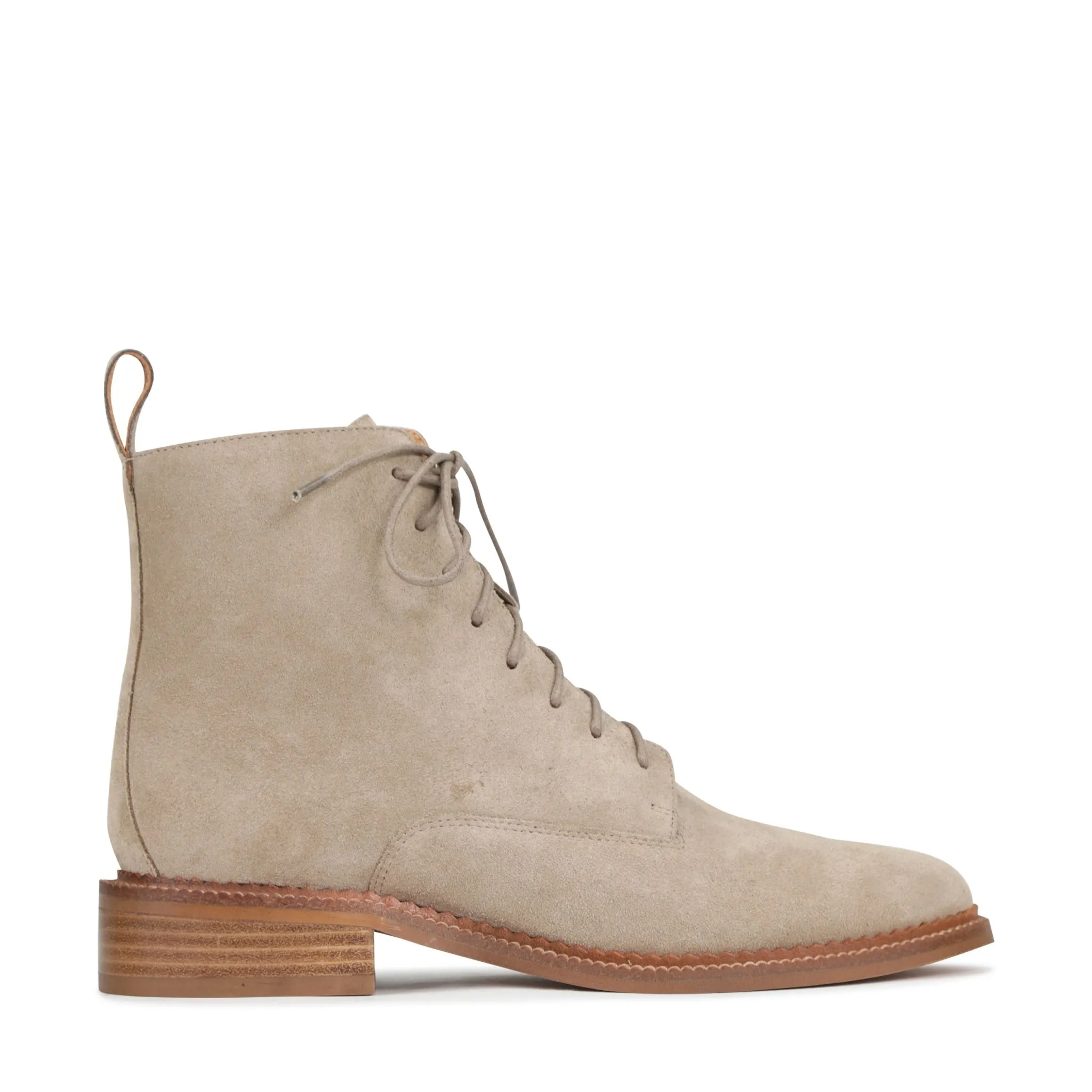 KARMA LEATHER SUEDE LACE-UP ANKLE BOOTS