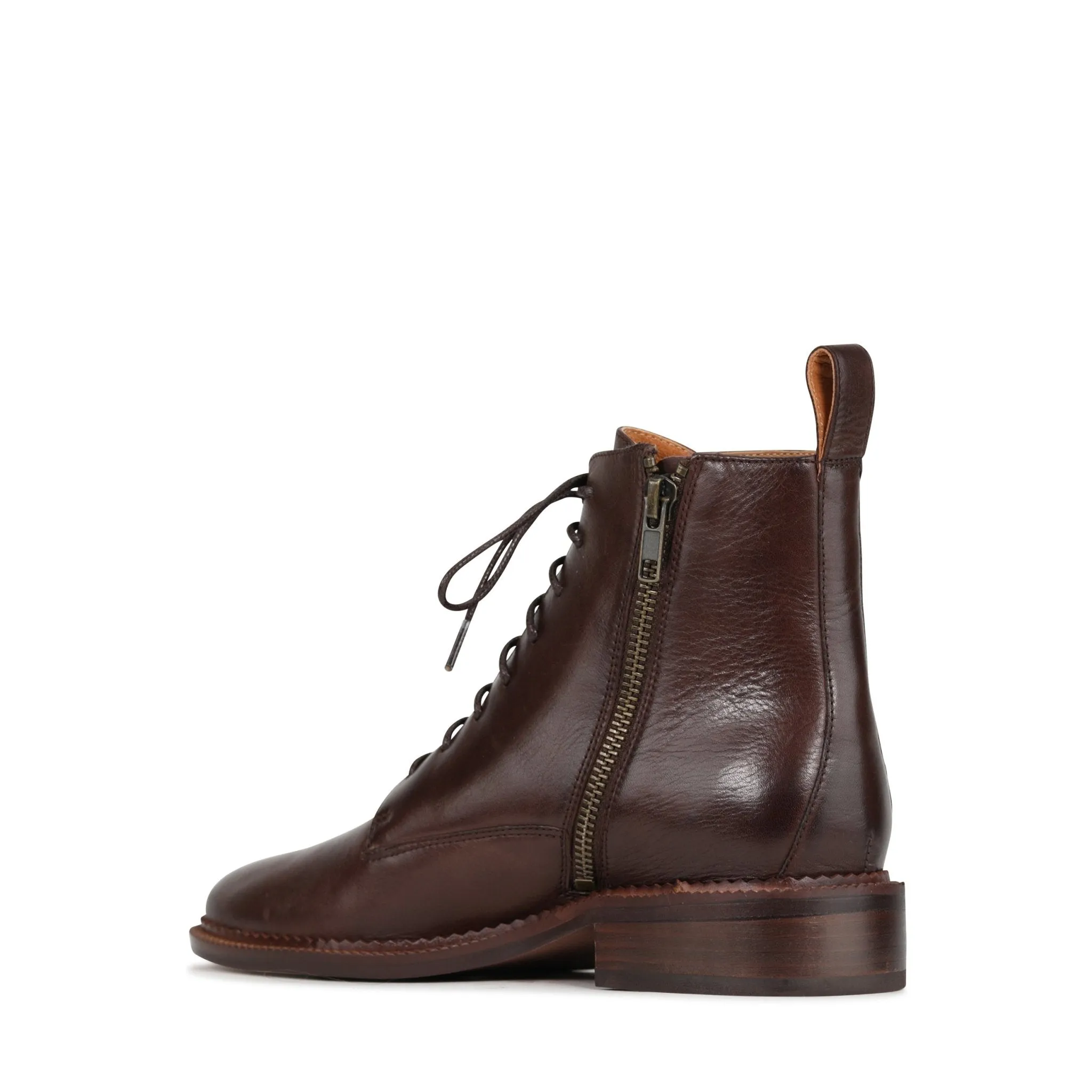 KARMA LEATHER SUEDE LACE-UP ANKLE BOOTS