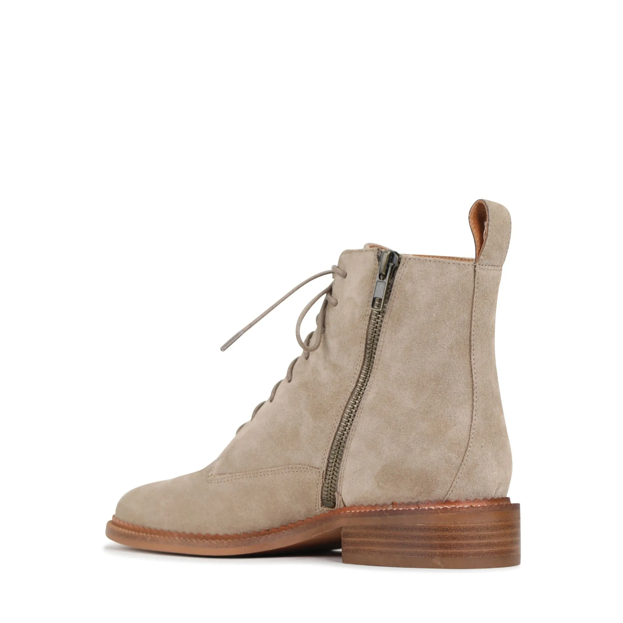 KARMA LEATHER SUEDE LACE-UP ANKLE BOOTS