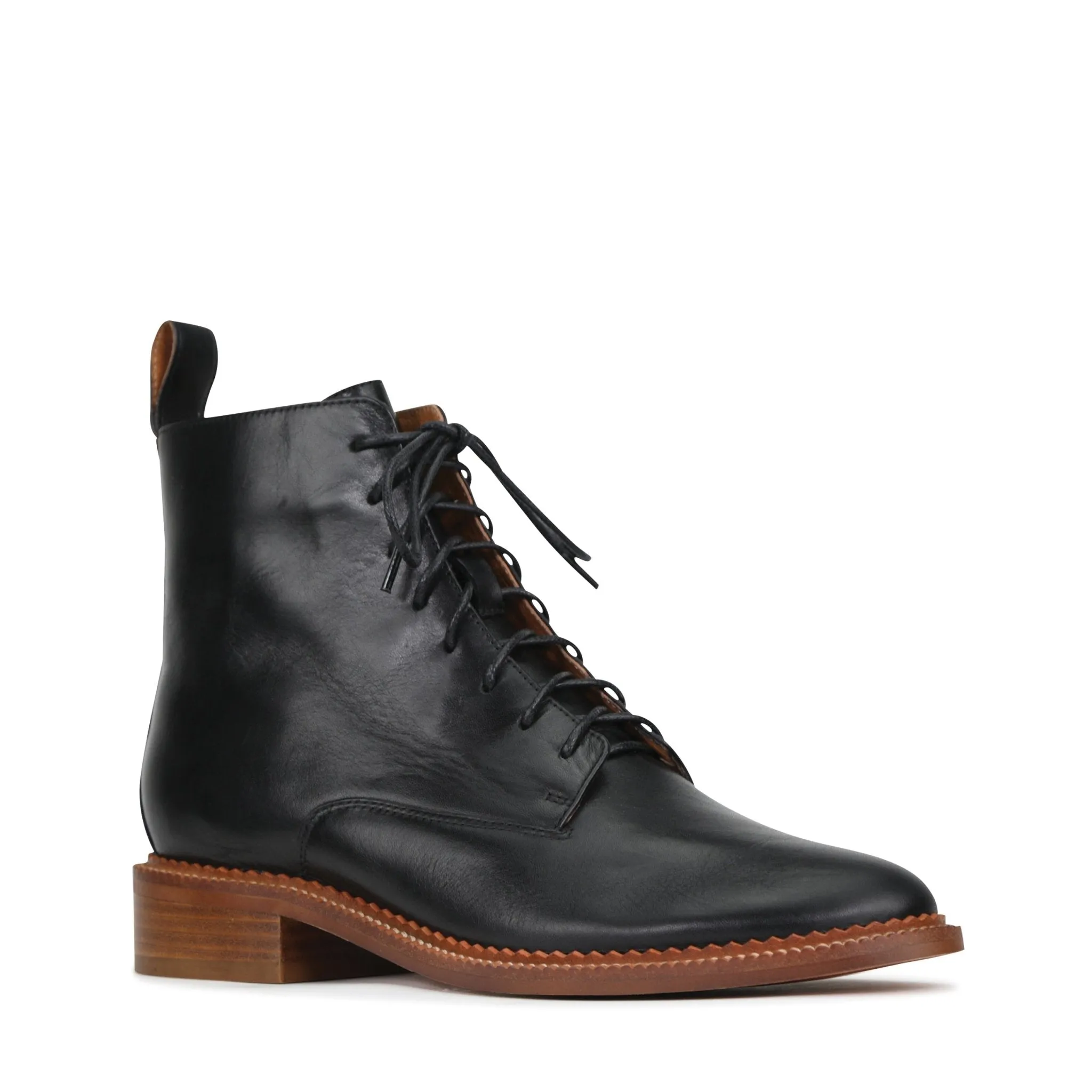 KARMA LEATHER SUEDE LACE-UP ANKLE BOOTS