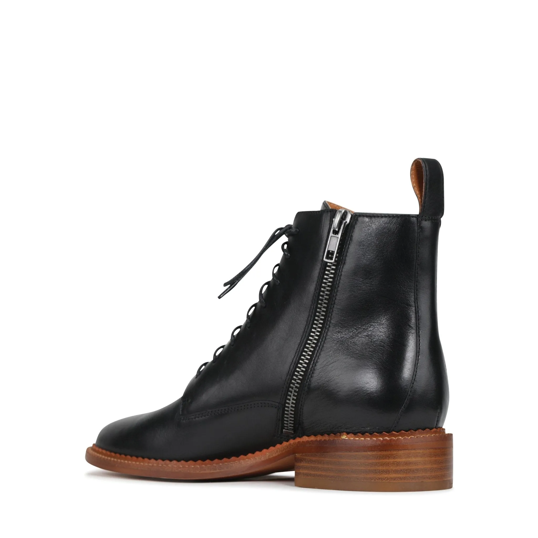 KARMA LEATHER SUEDE LACE-UP ANKLE BOOTS