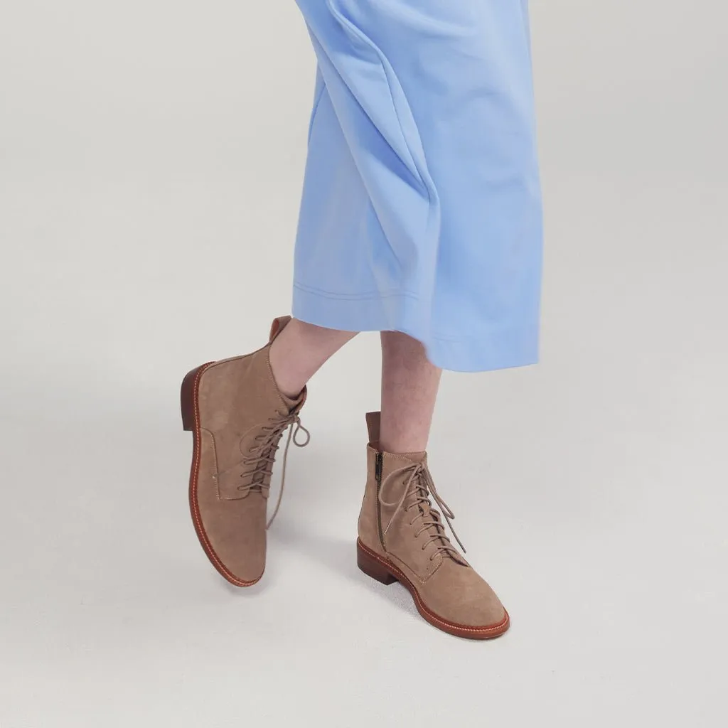 KARMA LEATHER SUEDE LACE-UP ANKLE BOOTS