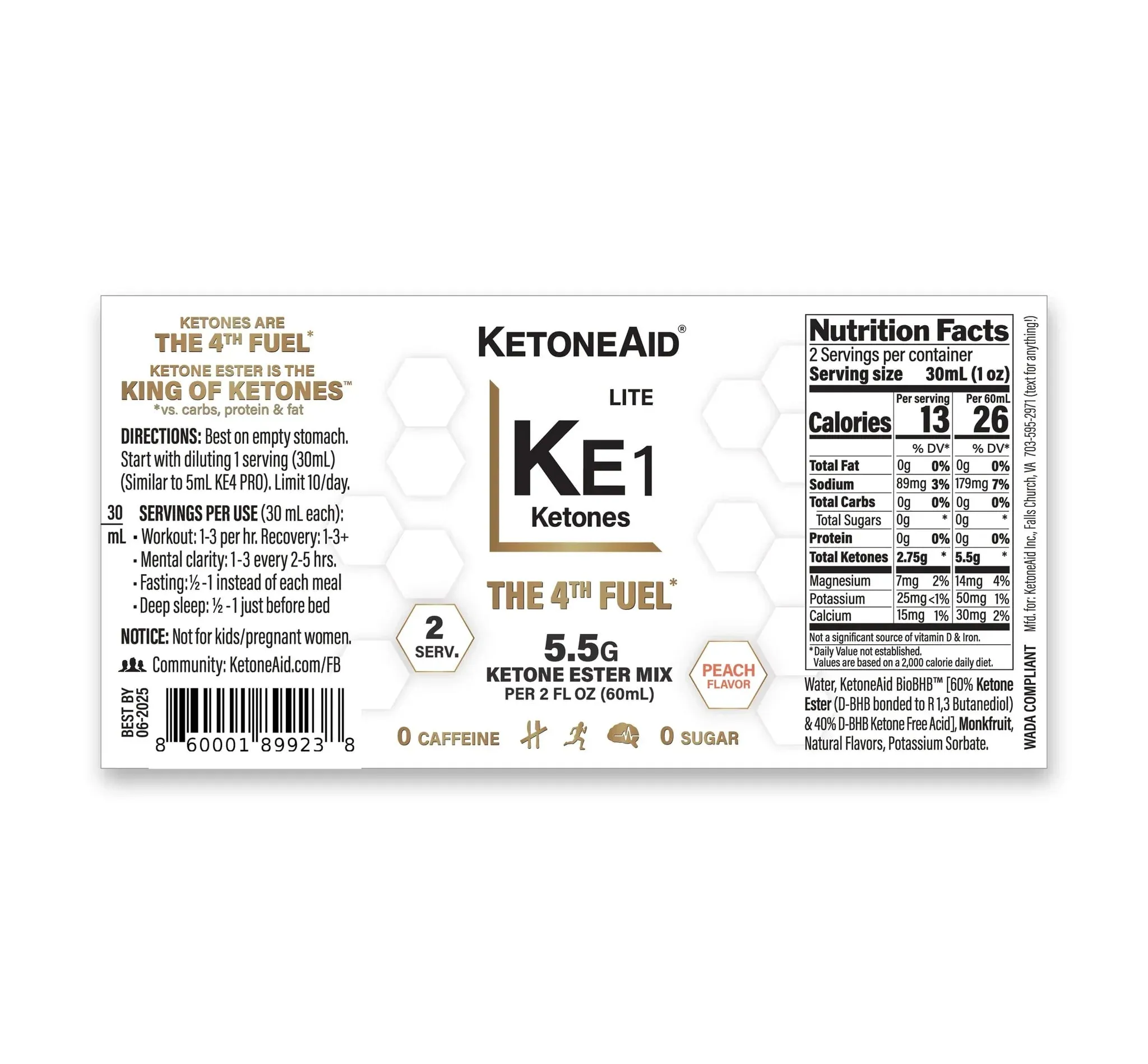 KE1 Lite Ketone Ester & Salt Drink - 6 x 60ml