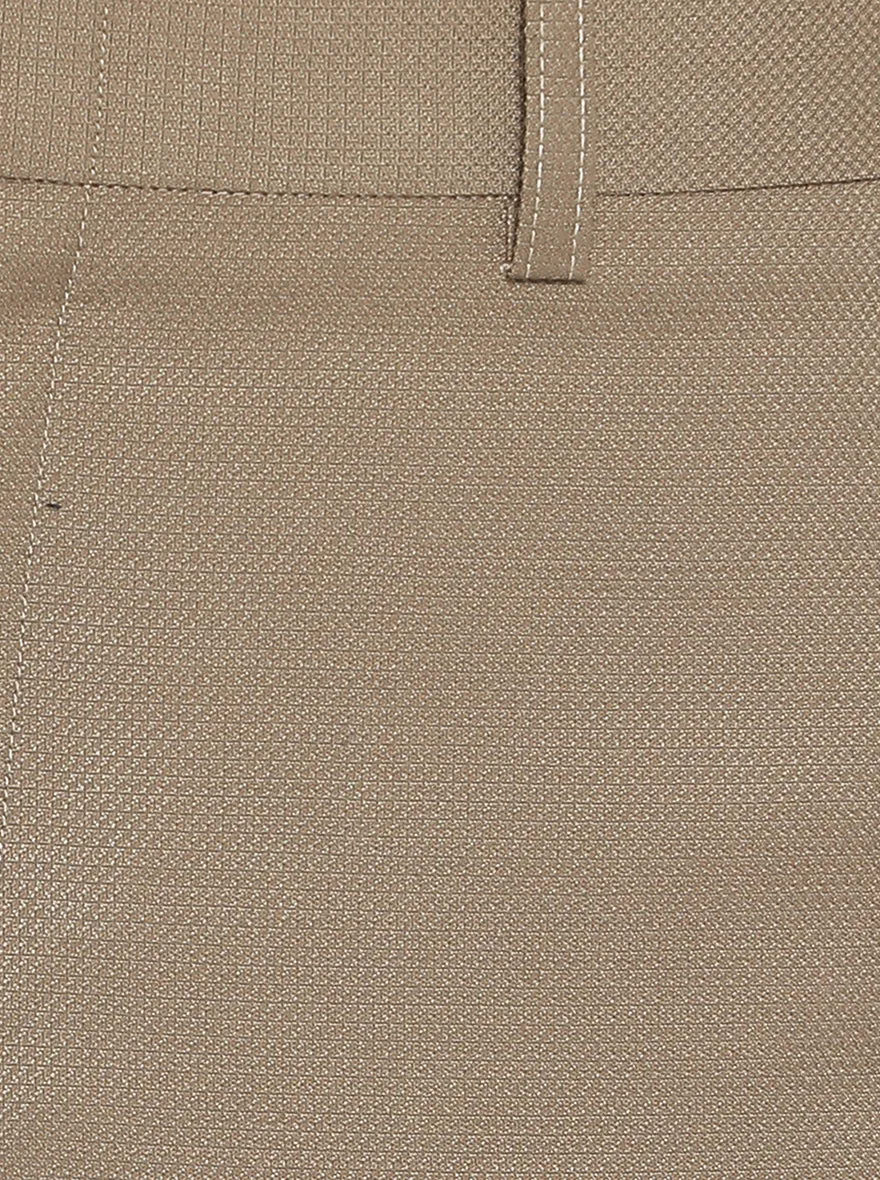Khaki Solid Slim Fit Formal Trouser | Metal