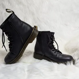 Kids Doc Marten  lace up combat boots Size 4 Black Color