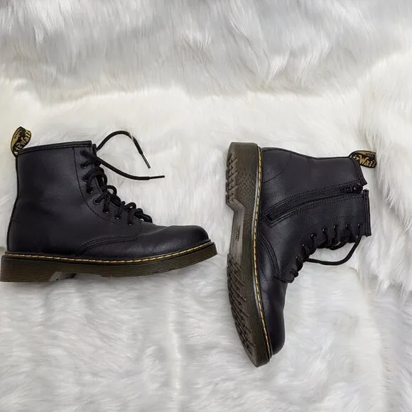 Kids Doc Marten  lace up combat boots Size 4 Black Color