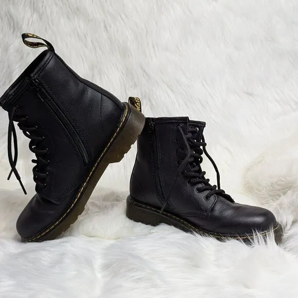 Kids Doc Marten  lace up combat boots Size 4 Black Color