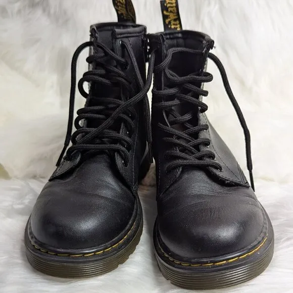 Kids Doc Marten  lace up combat boots Size 4 Black Color