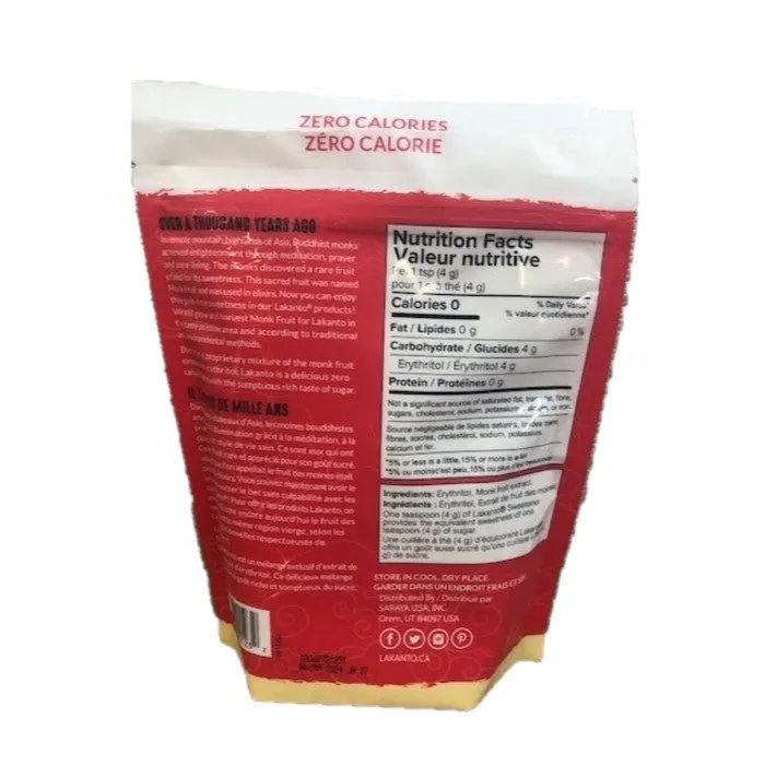 Lakanto Golden Monk Fruit Sweetener 454 Grams