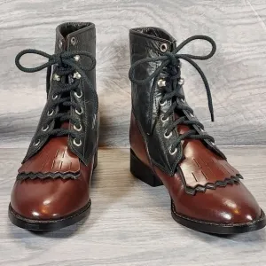 Laredo Kiltie Boots Roper Leather Packer Lace Up Western Girl's Size 4.5 M India