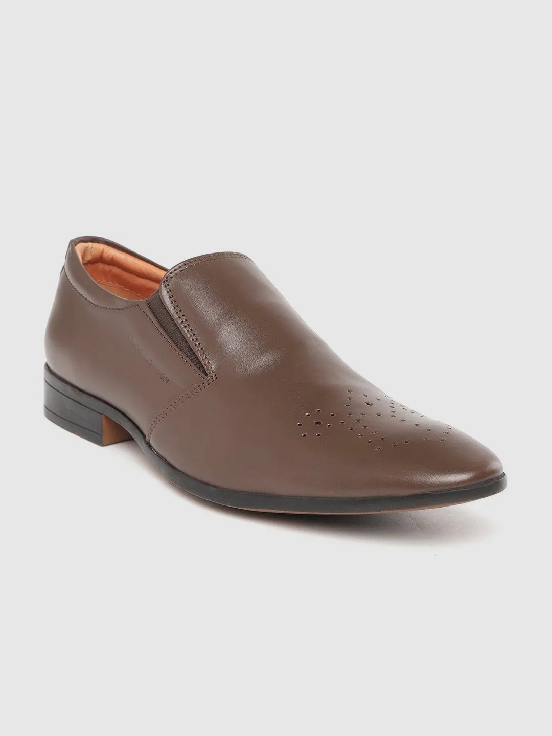 Leather Brogue Slip On Shoes