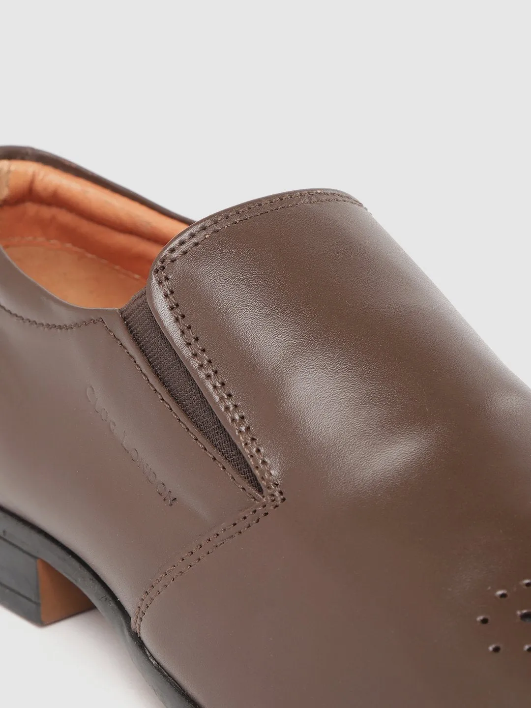 Leather Brogue Slip On Shoes
