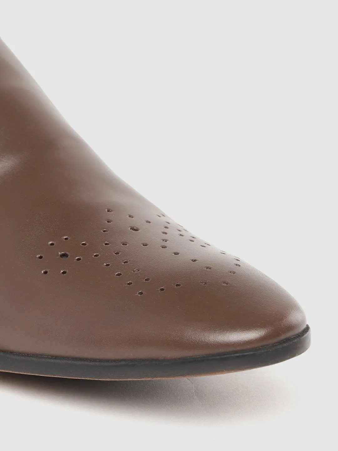 Leather Brogue Slip On Shoes