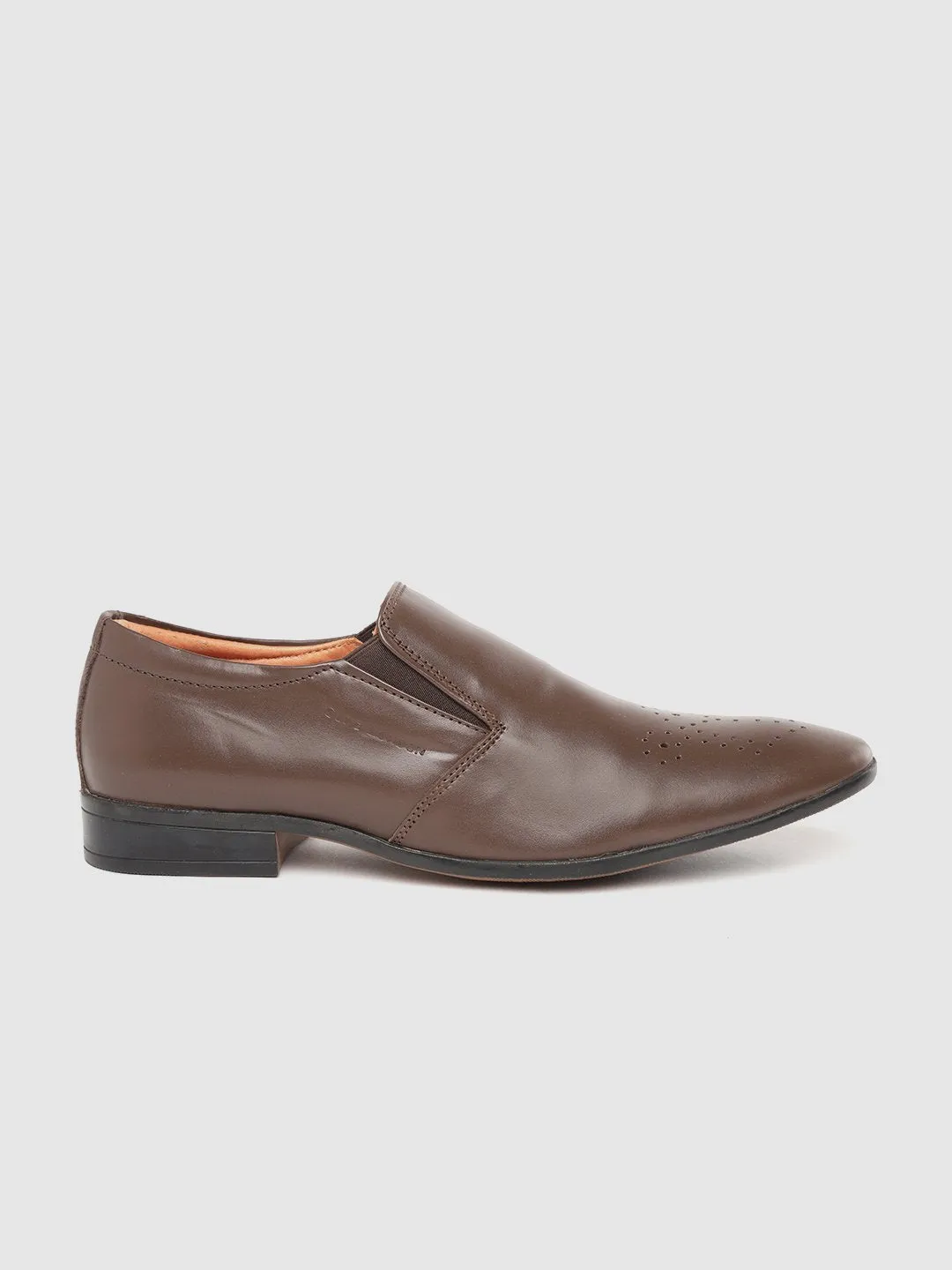 Leather Brogue Slip On Shoes