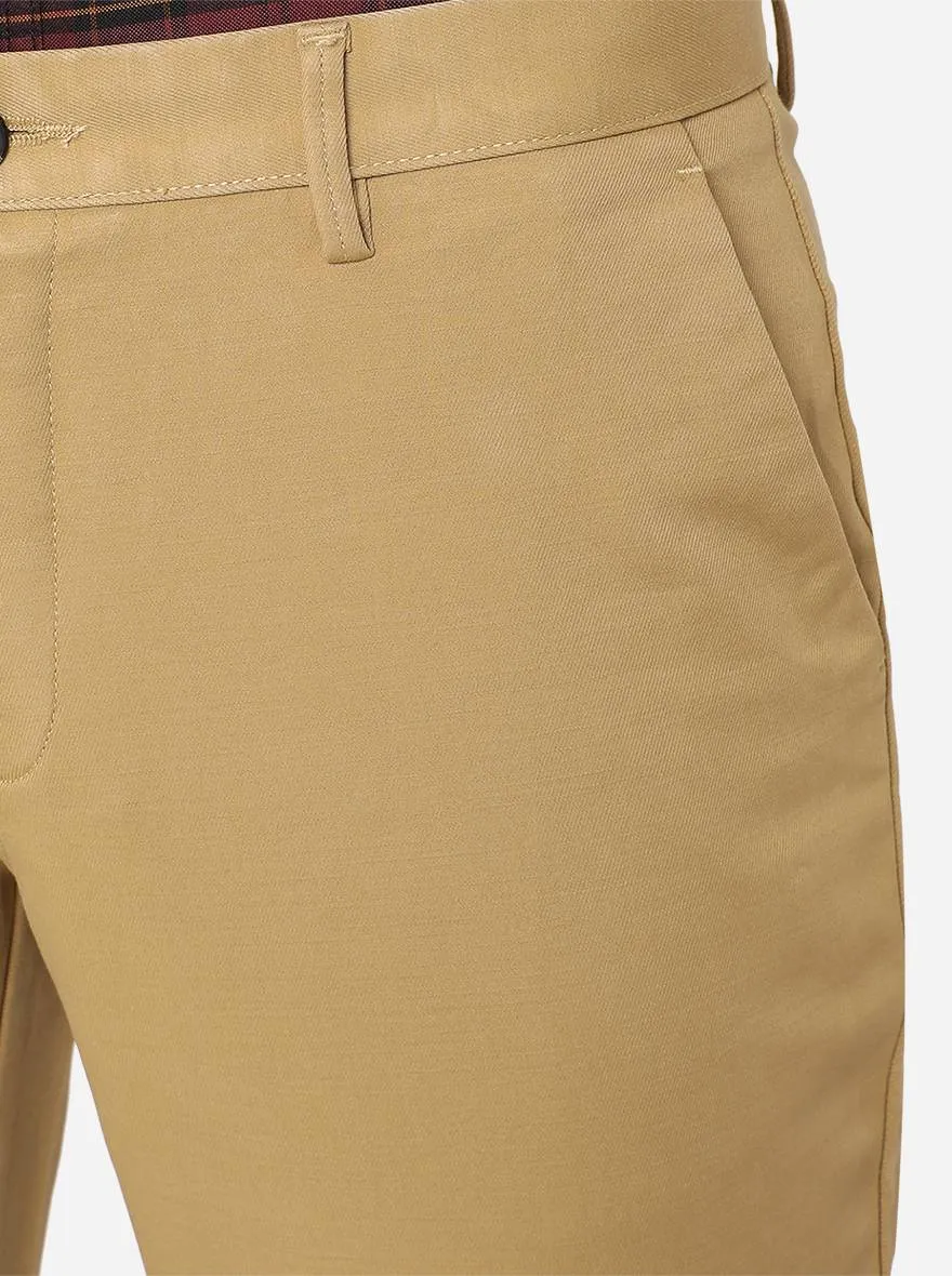 Light Khaki Solid Uno Fit Casual Trouser | JadeBlue