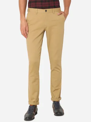 Light Khaki Solid Uno Fit Casual Trouser | JadeBlue