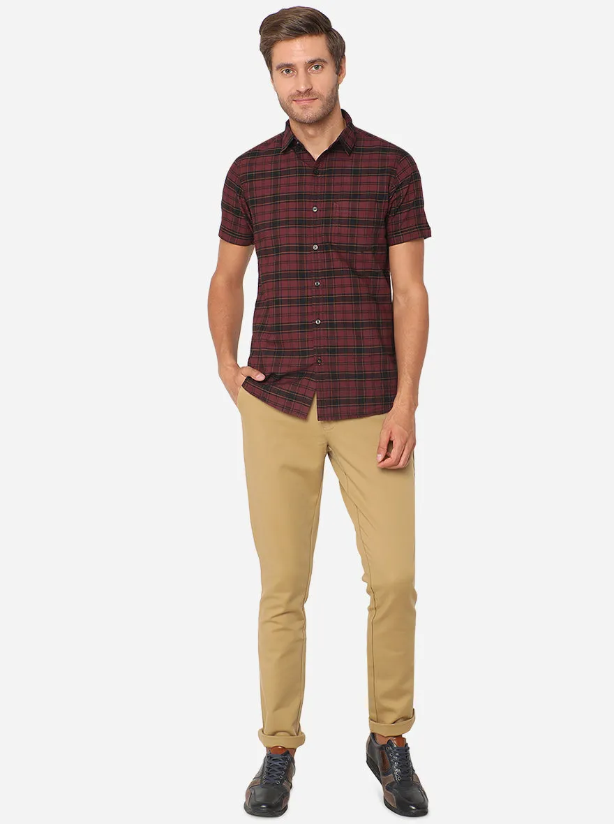 Light Khaki Solid Uno Fit Casual Trouser | JadeBlue