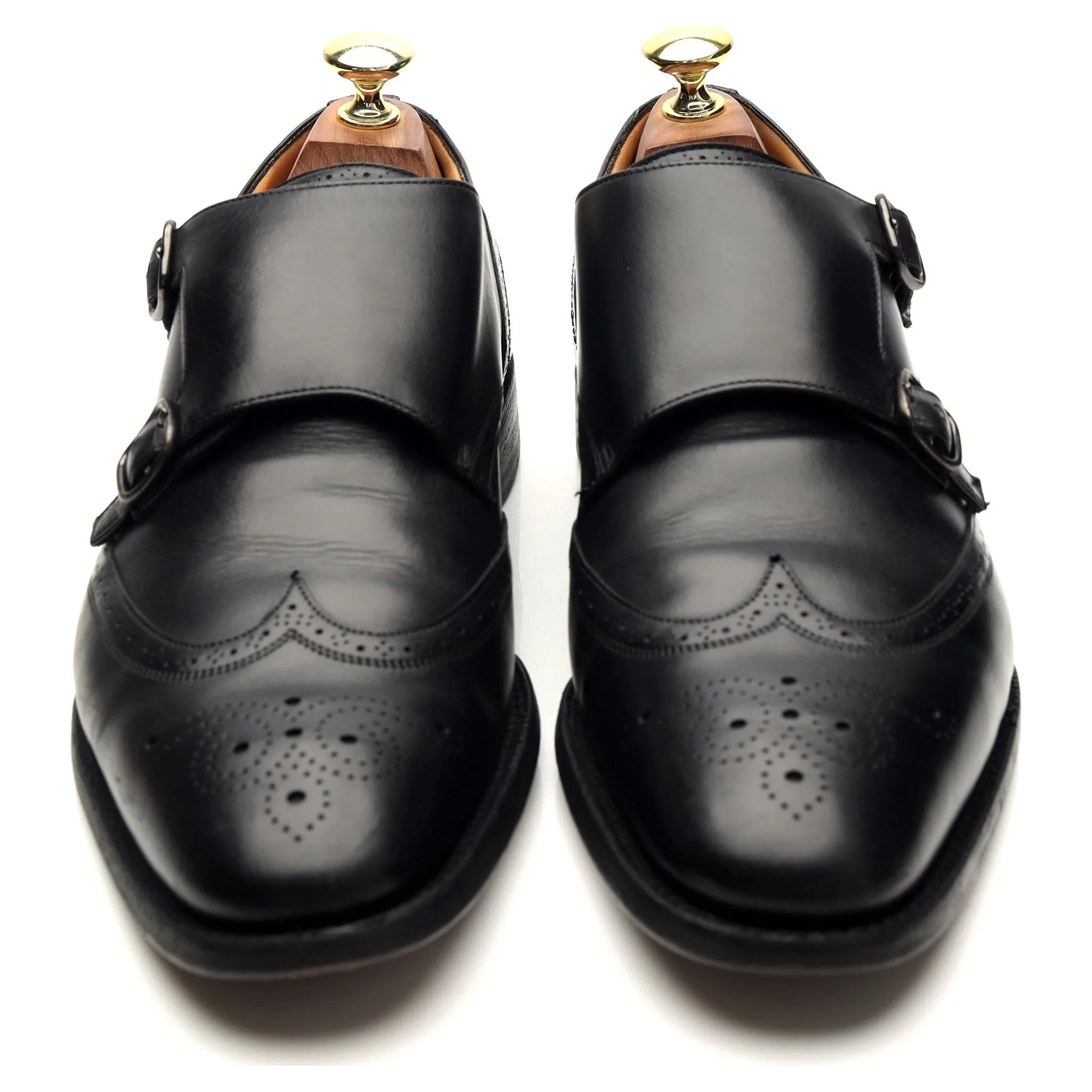 'Longford' Black Leather Double Monk Strap Brogues UK 7 F