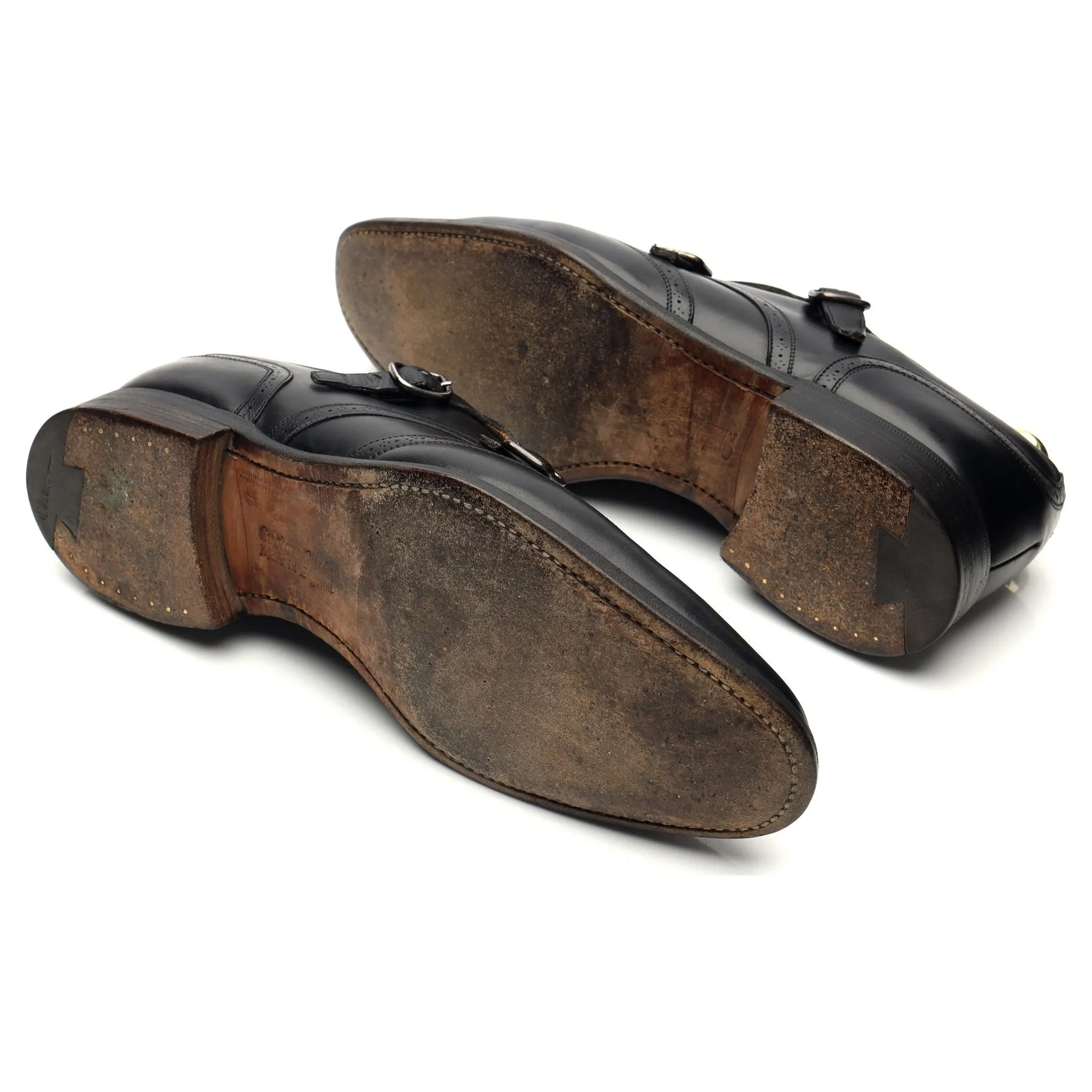 'Longford' Black Leather Double Monk Strap Brogues UK 7 F