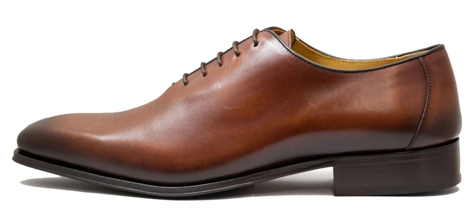 Luciana Men's Cognac (Tan) Leather Plain Toe Dress Shoe 7195