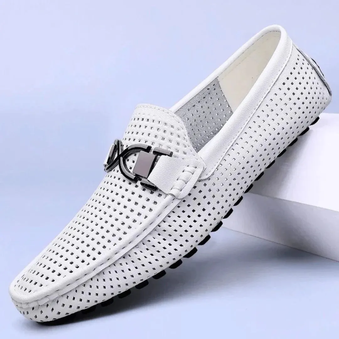 Luxe Perforated Genuine Leather Loafers