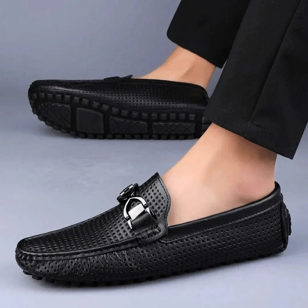 Luxe Perforated Genuine Leather Loafers